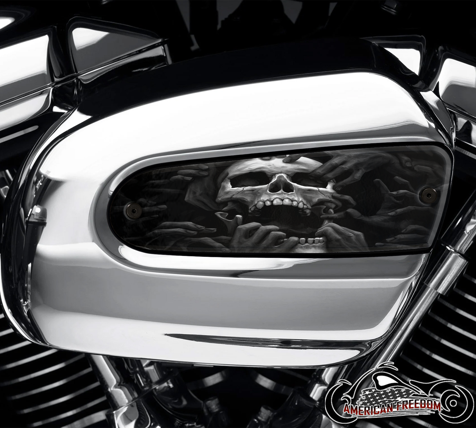 Harley Davidson Wedge Air Cleaner Insert - Torn Apart Skull B&W